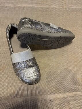 Alegria Metallic Silver Slip-On Shoes